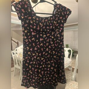 Art Class Girls Black Floral Dress | Size S 6/7| Flutter Sleeve
